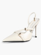 Women's Burgundy Pointed Toe Slingback Heels Multi Stiletto Pumps Elegant Heels Formal Evening Party