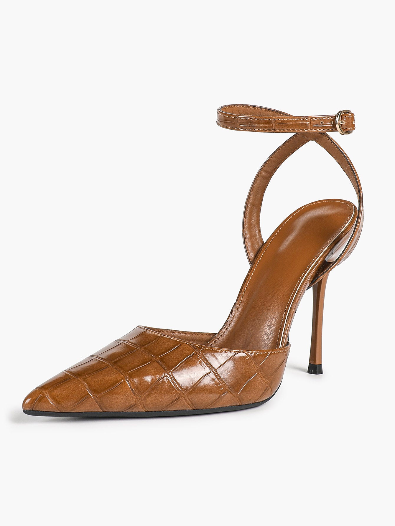 Classic Pointed Toe Ankle Strap Stilettos - Formal Event Heels