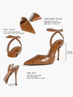 Classic Pointed Toe Ankle Strap Stilettos - Formal Event Heels