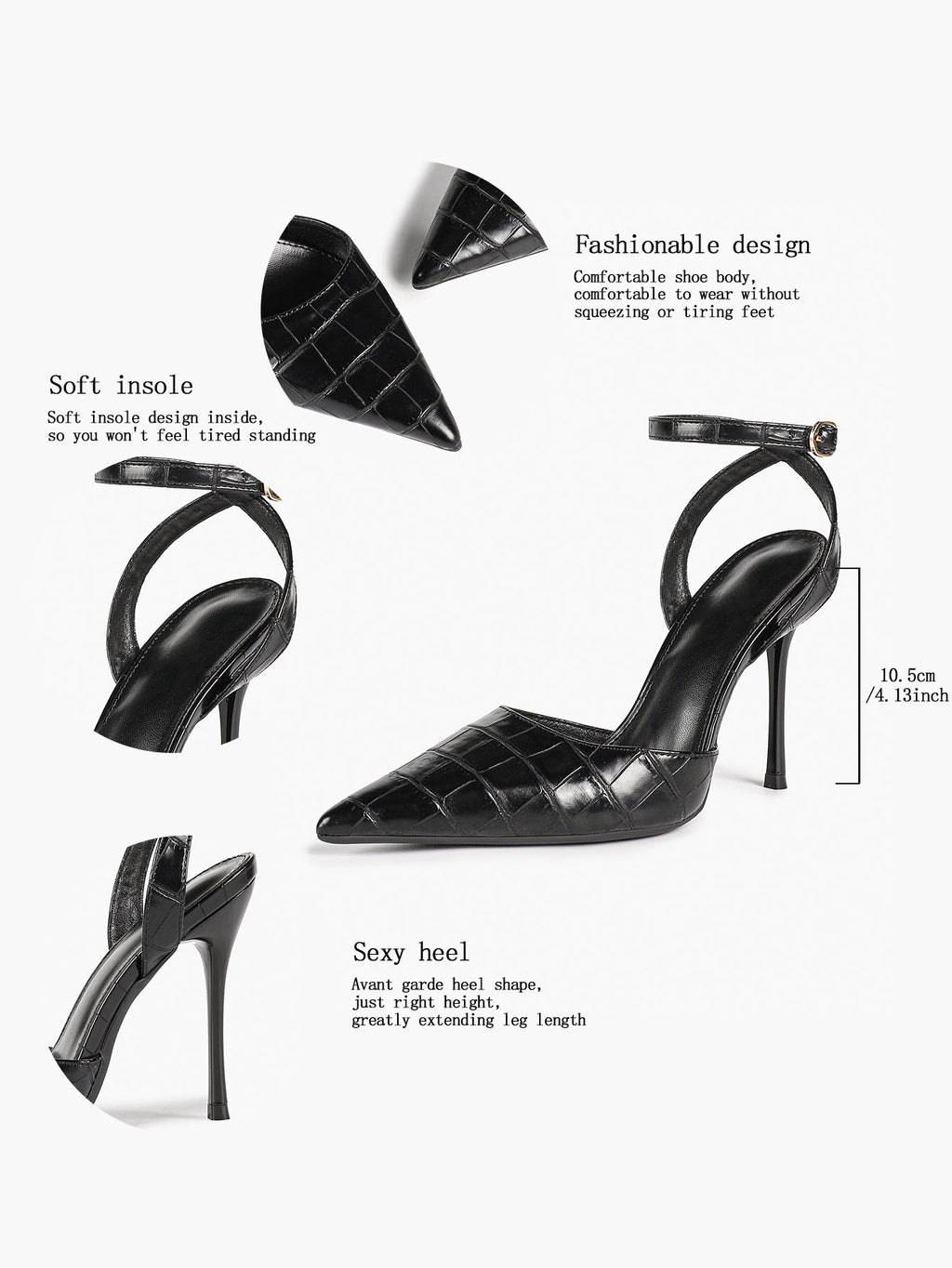 Classic Pointed Toe Ankle Strap Stilettos - Formal Event Heels