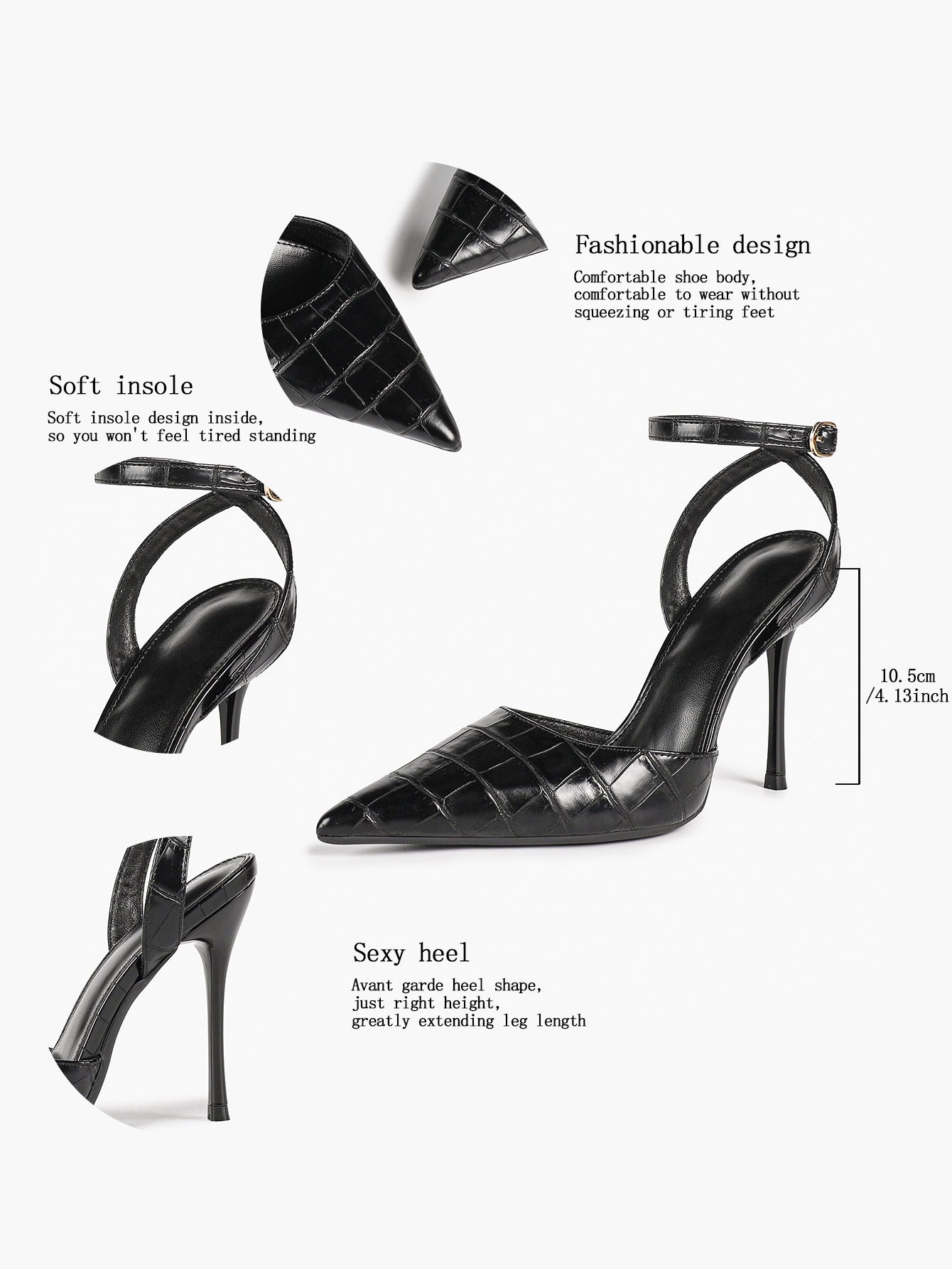 Classic Pointed Toe Ankle Strap Stilettos - Formal Event Heels
