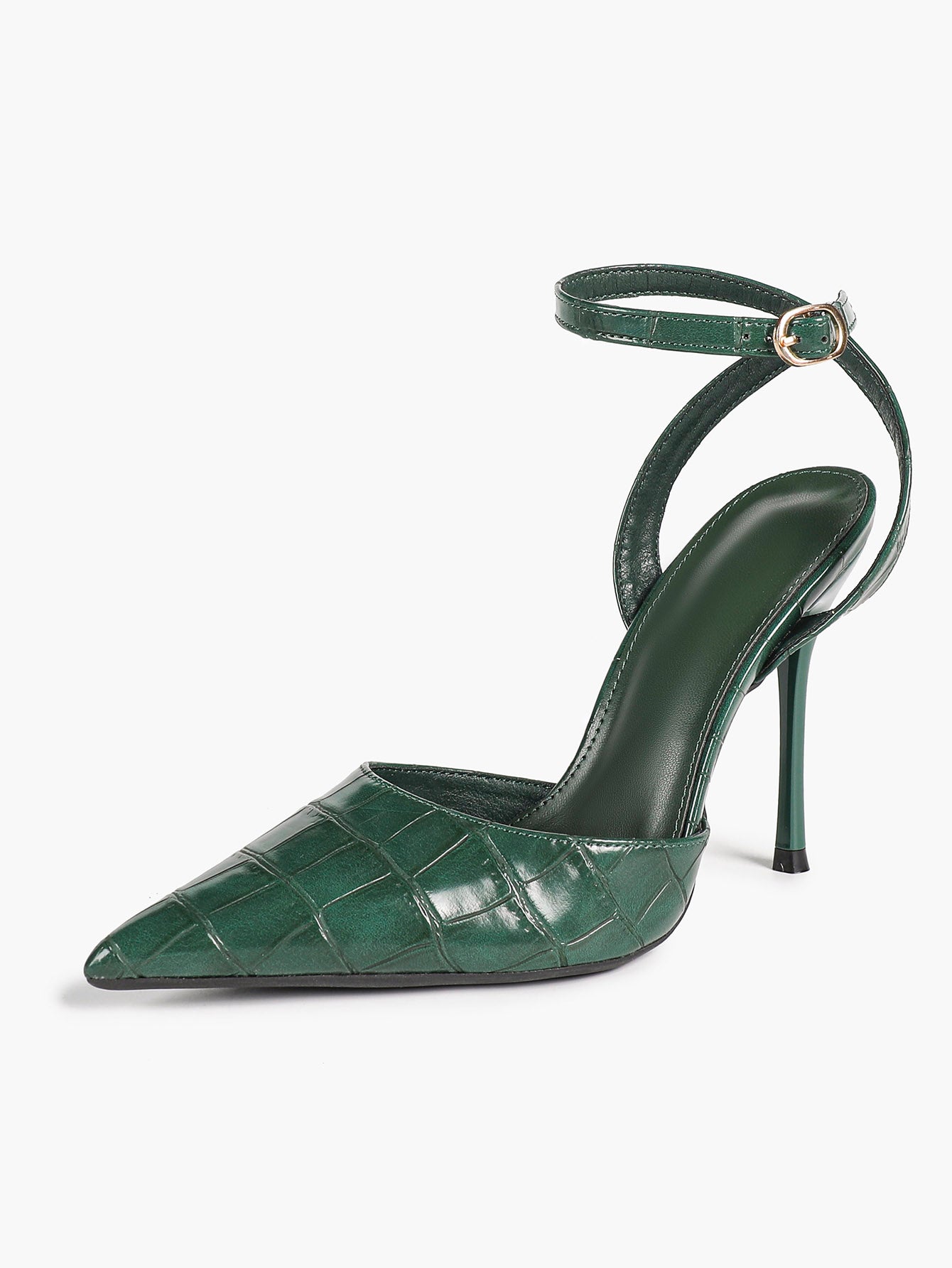 Classic Pointed Toe Ankle Strap Stilettos - Formal Event Heels