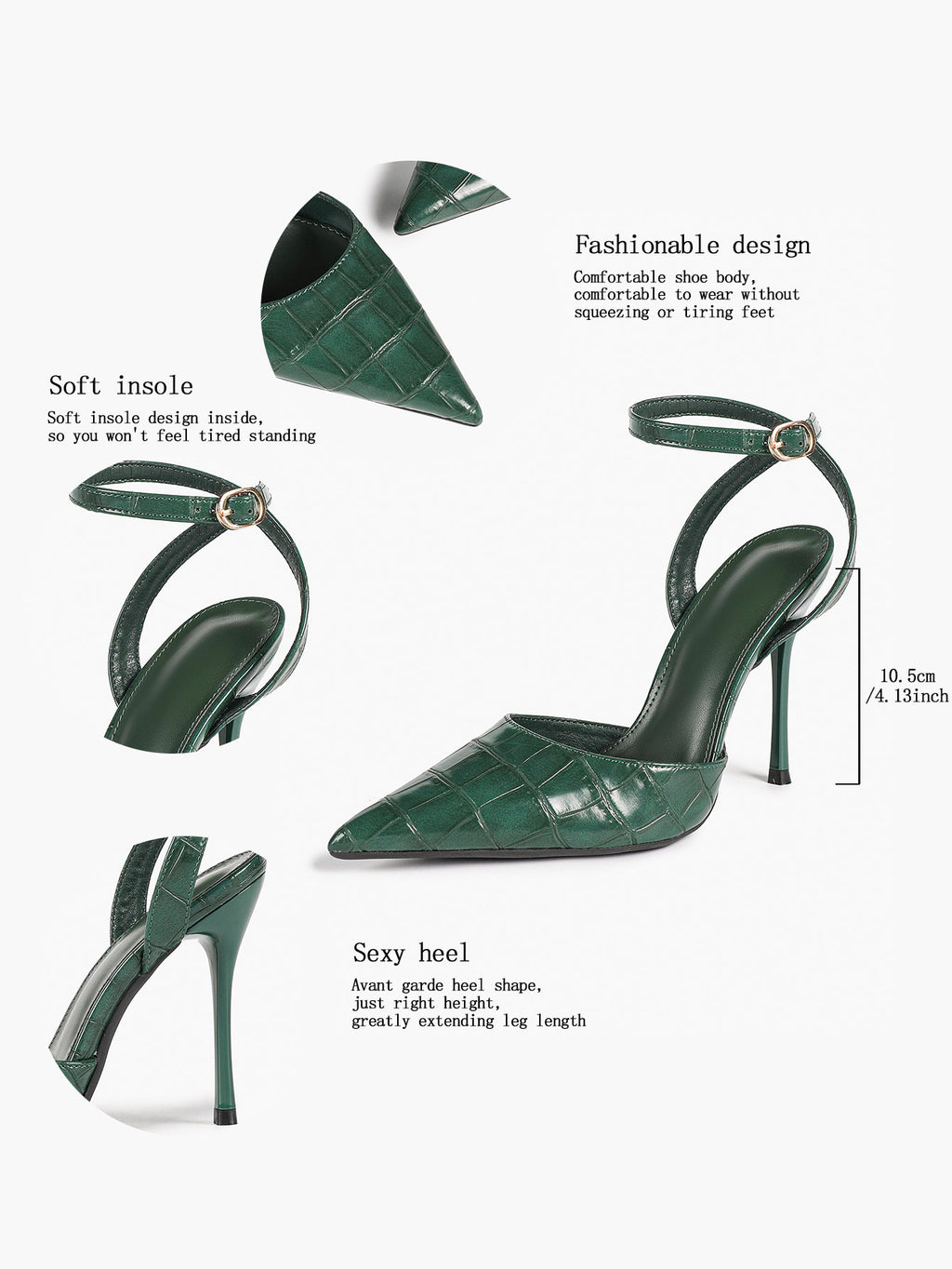 Classic Pointed Toe Ankle Strap Stilettos - Formal Event Heels