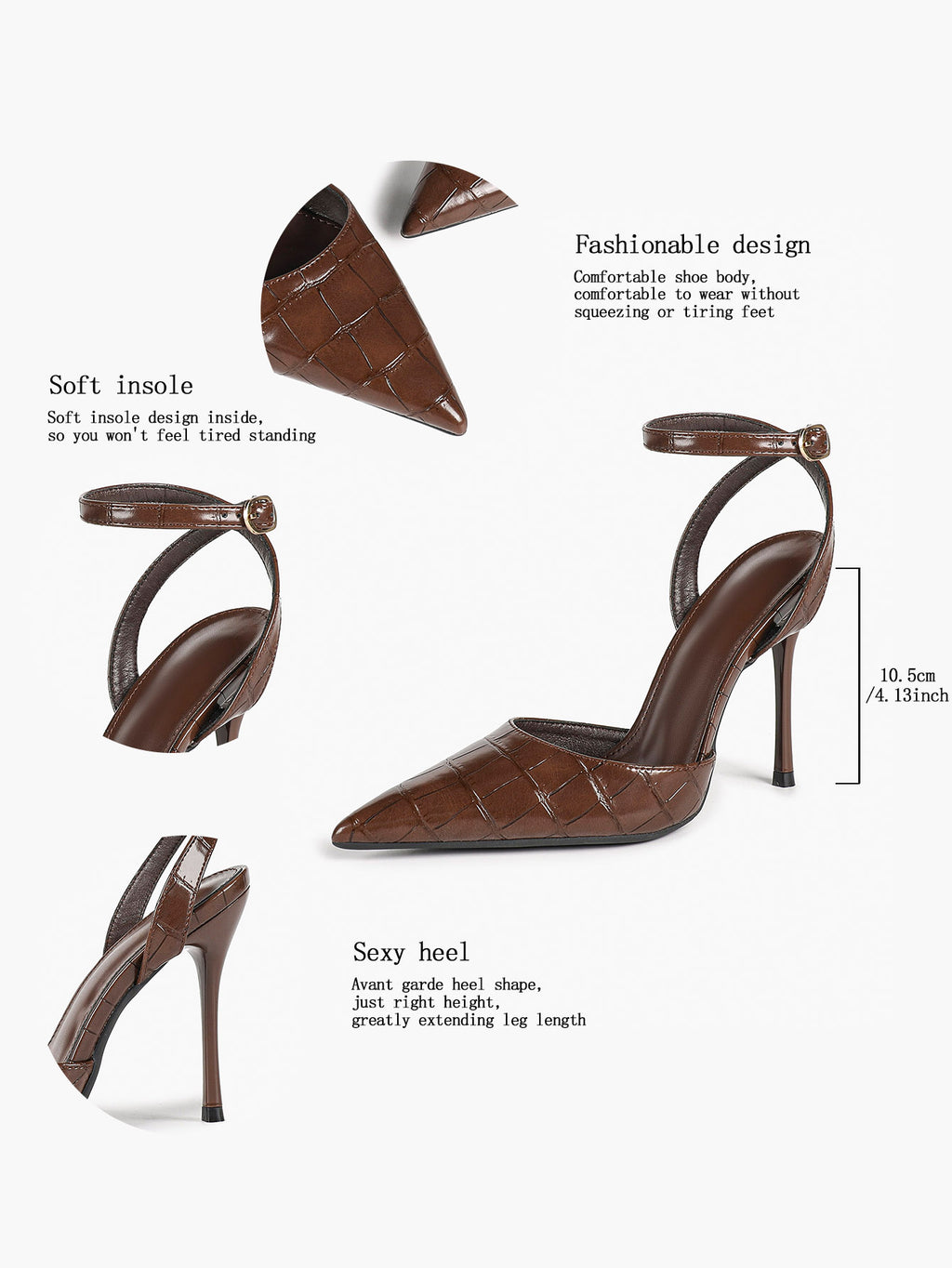 Classic Pointed Toe Ankle Strap Stilettos - Formal Event Heels