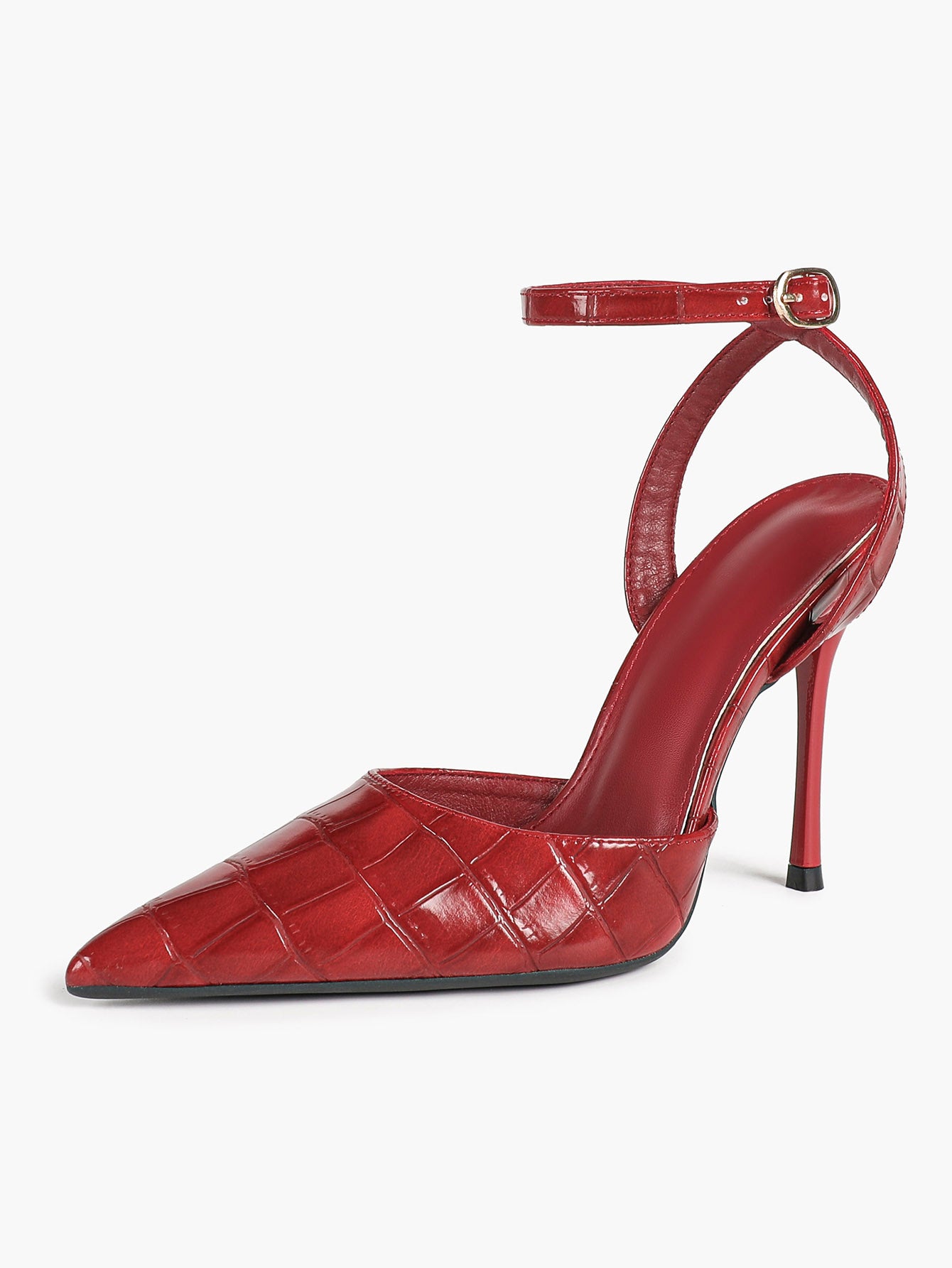 Classic Pointed Toe Ankle Strap Stilettos - Formal Event Heels