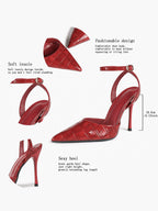 Classic Pointed Toe Ankle Strap Stilettos - Formal Event Heels