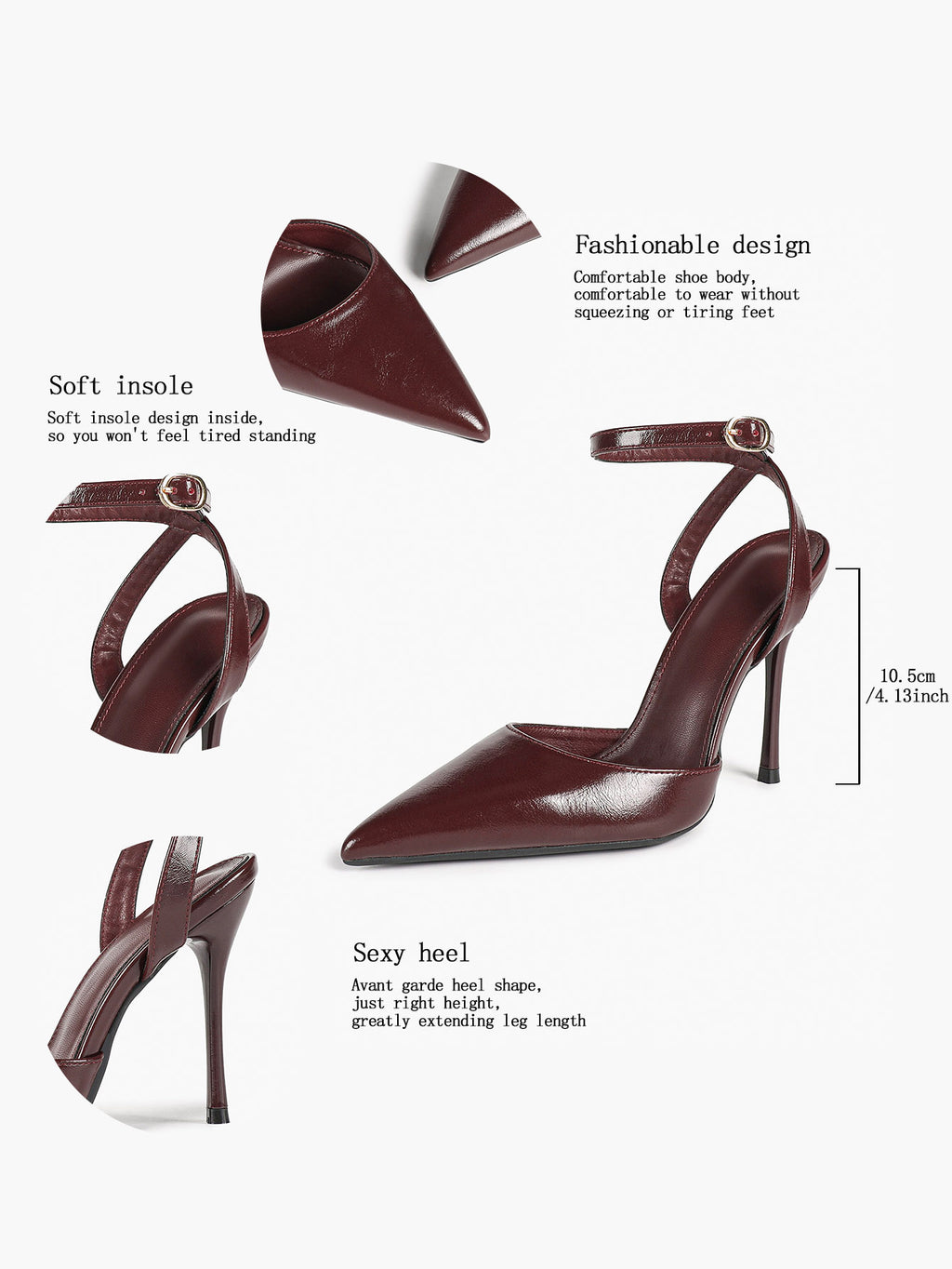 Classic Pointed Toe Ankle Strap Stilettos - Formal Event Heels