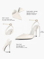 Classic Pointed Toe Ankle Strap Stilettos - Formal Event Heels