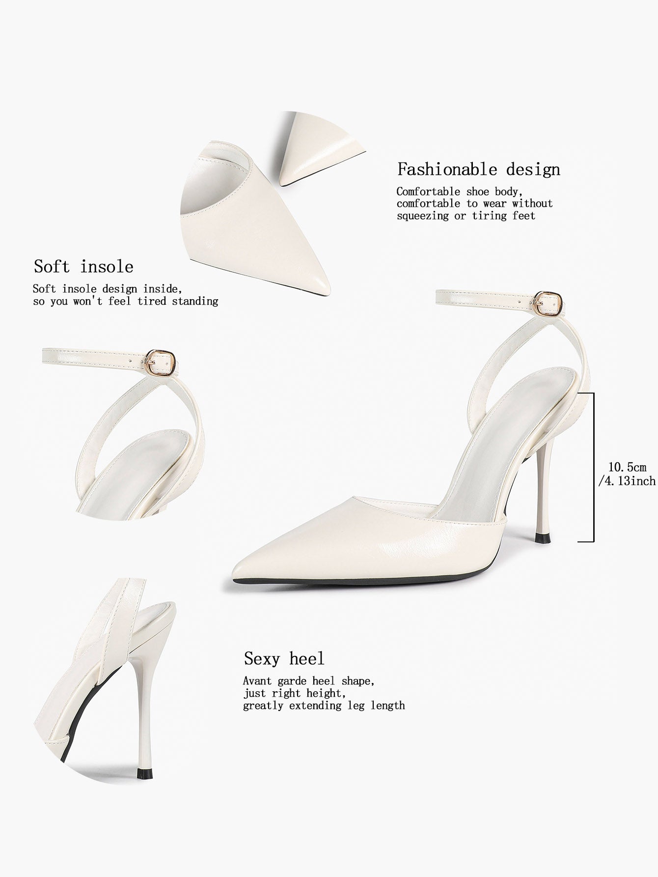 Classic Pointed Toe Ankle Strap Stilettos - Formal Event Heels