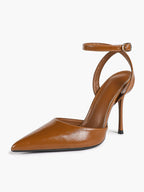 Classic Pointed Toe Ankle Strap Stilettos - Formal Event Heels