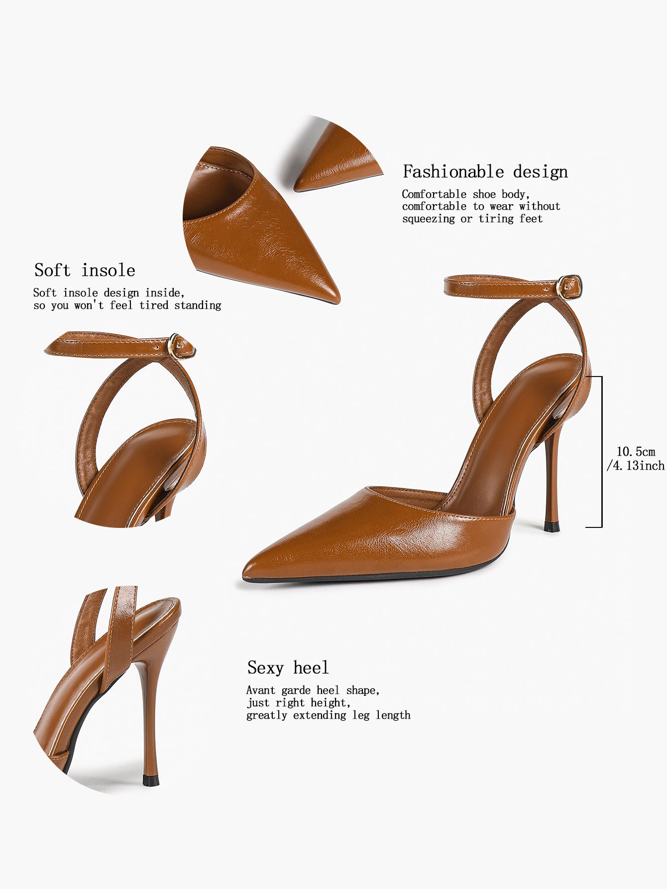 Classic Pointed Toe Ankle Strap Stilettos - Formal Event Heels