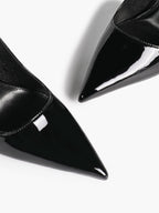 White Pointed Toe Slingback Heels Double Buckle Ankle Strap Pumps Stilettos Office Wedding Shoes