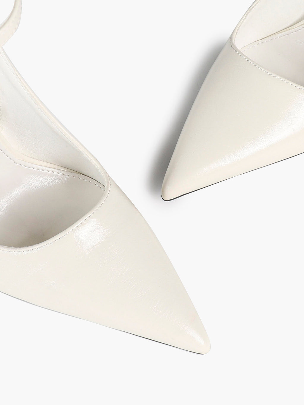 White Pointed Toe Slingback Heels Double Buckle Ankle Strap Pumps Stilettos Office Wedding Shoes