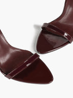 Line & Balance: Burgundy Patent Single-Strap Sandals with a 3.74" Stable Heel