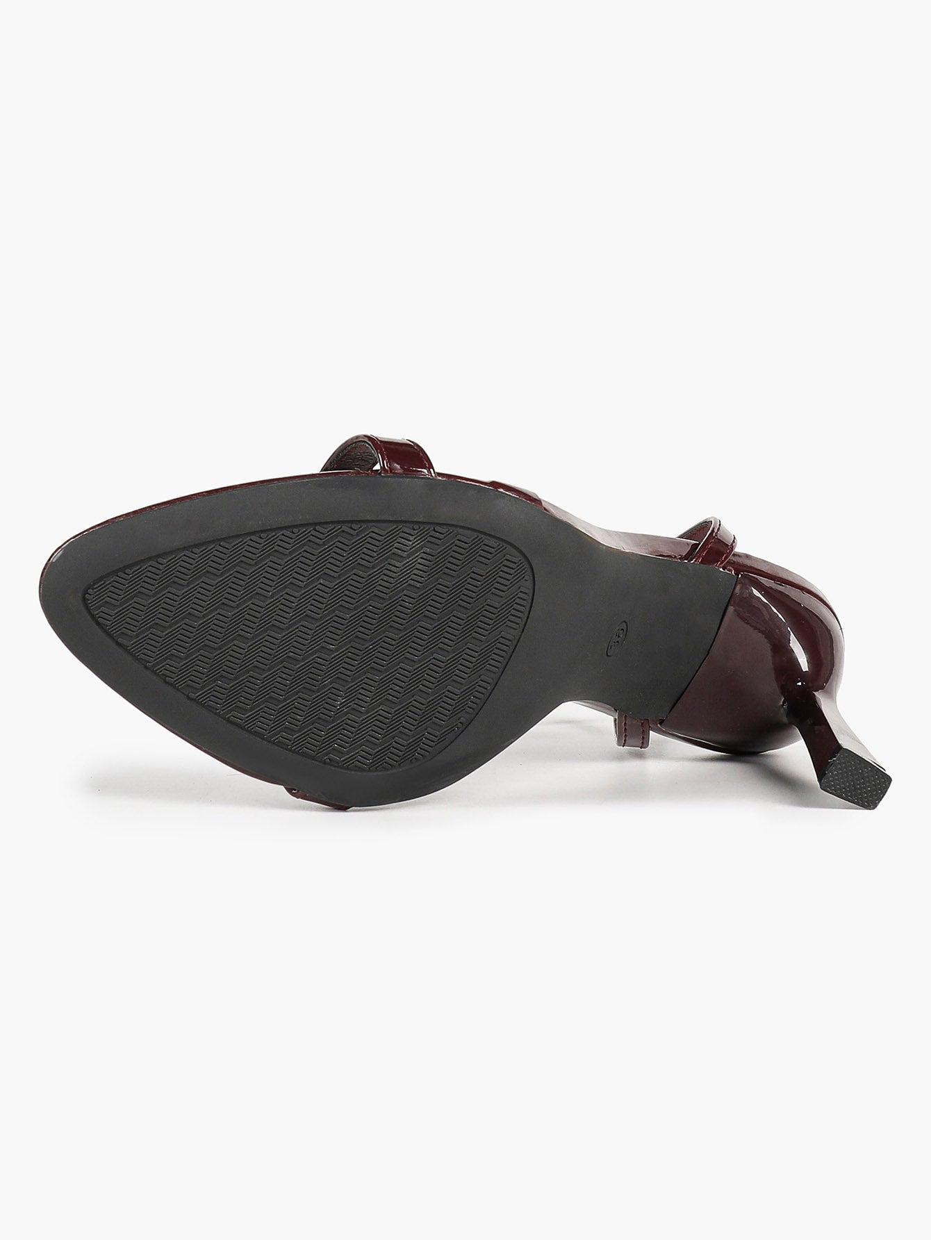 Line & Balance: Burgundy Patent Single-Strap Sandals with a 3.74" Stable Heel