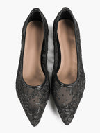 Women's Lace Embroidered Ballet Flats Floral Mesh Pointed Toe Slip On Shoes Daily Casual Wear