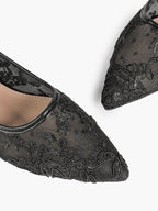Women's Lace Embroidered Ballet Flats Floral Mesh Pointed Toe Slip On Shoes Daily Casual Wear