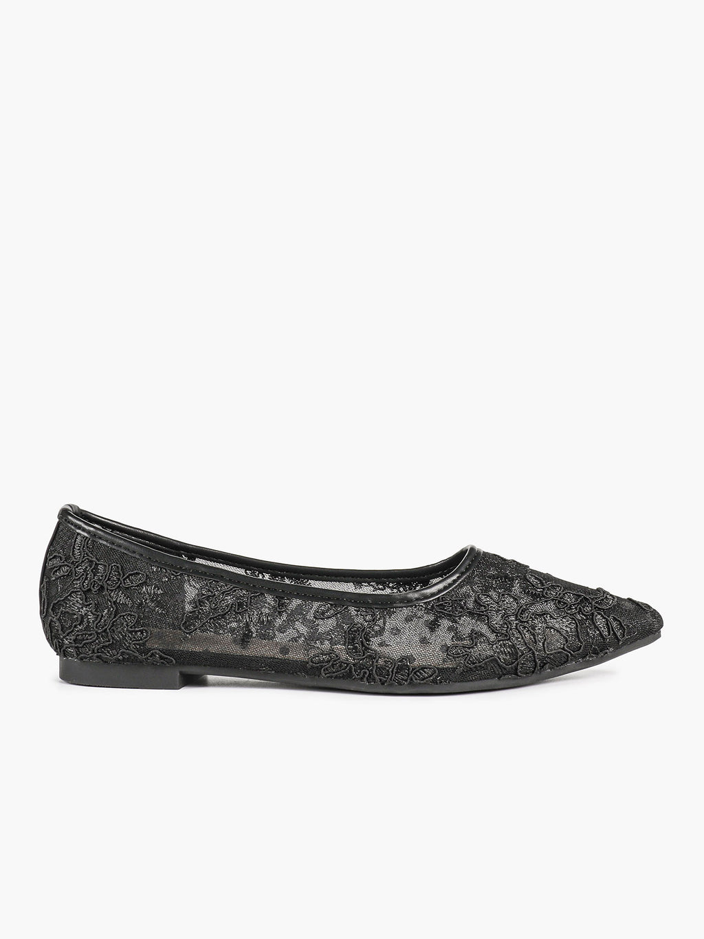 Women's Lace Embroidered Ballet Flats Floral Mesh Pointed Toe Slip On Shoes Daily Casual Wear