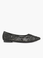 Women's Lace Embroidered Ballet Flats Floral Mesh Pointed Toe Slip On Shoes Daily Casual Wear