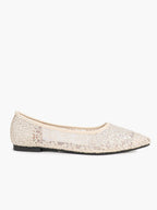 Women's Pointed Toe Mesh Lace Flats White Slip On Soft Shoes Bridal Ceremony Daily Outfit