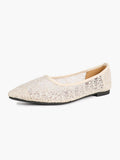 Women's Pointed Toe Mesh Lace Flats White Slip On Soft Shoes Bridal Ceremony Daily Outfit