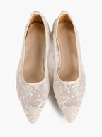 Women's Lace Embroidered Ballet Flats Floral Mesh Pointed Toe Slip On Shoes Daily Casual Wear