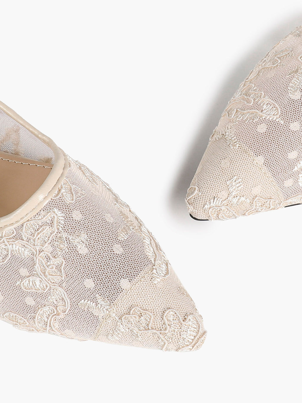 Women's Lace Embroidered Ballet Flats Floral Mesh Pointed Toe Slip On Shoes Daily Casual Wear
