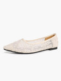 Women's Lace Embroidered Ballet Flats Floral Mesh Pointed Toe Slip On Shoes Daily Casual Wear