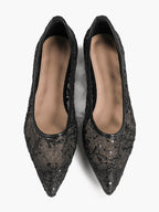 Pointed Toe White Lace Flats Floral Mesh Embroidery Slip On Soft Shoes for Bridal Ceremony and Daily Wear