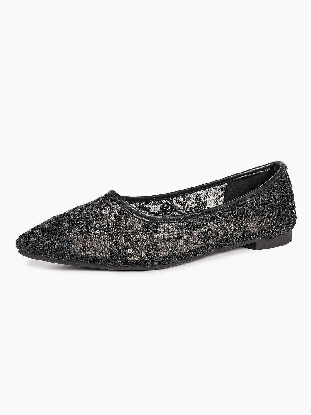 Pointed Toe White Lace Flats Floral Mesh Embroidery Slip On Soft Shoes for Bridal Ceremony and Daily Wear