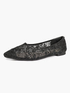 Pointed Toe White Lace Flats Floral Mesh Embroidery Slip On Soft Shoes for Bridal Ceremony and Daily Wear