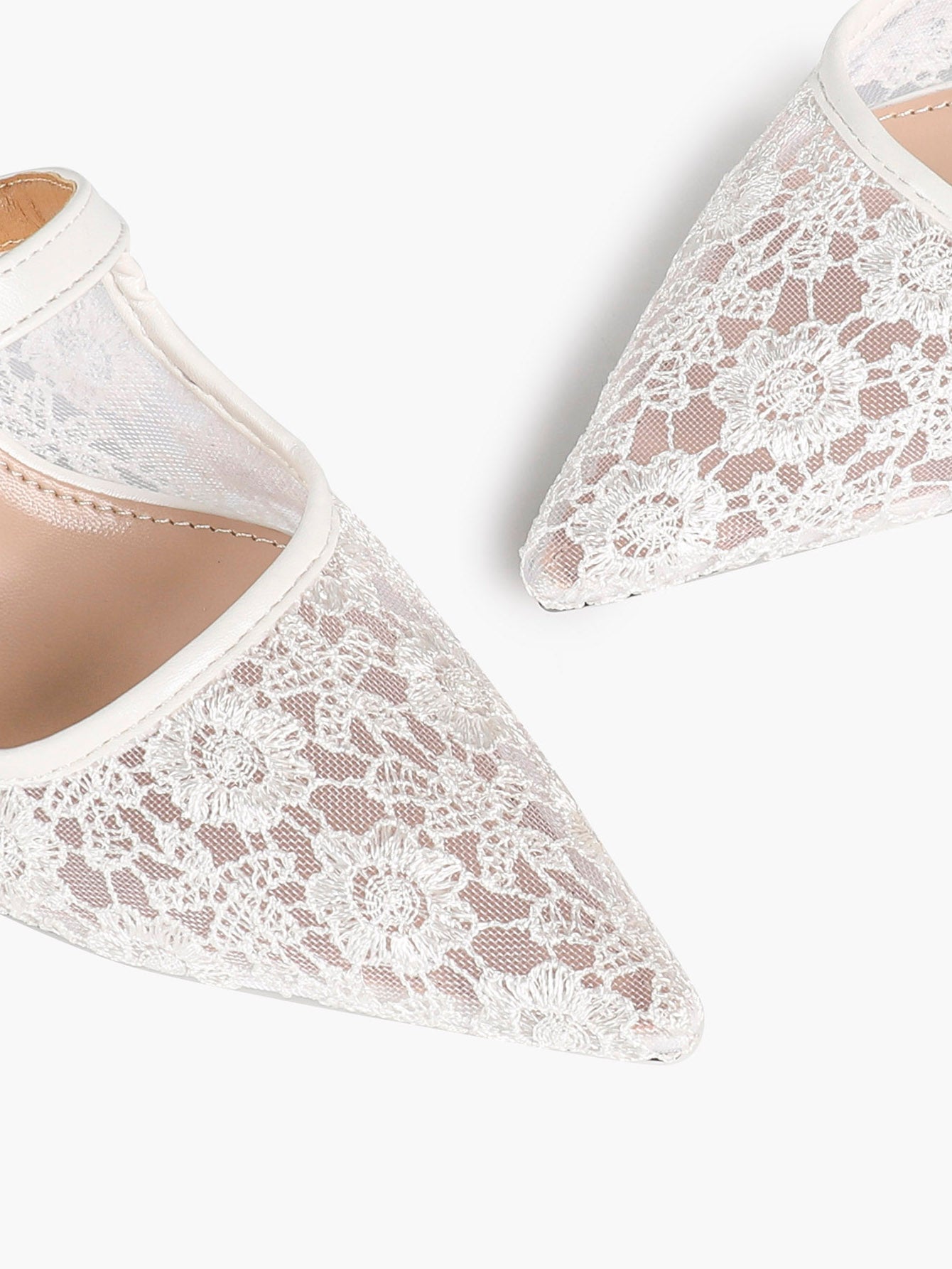 Lace Mule Heels Pointed Toe Kitten Heel Slides Single Strap Elegant Shoes Party Evening Heels