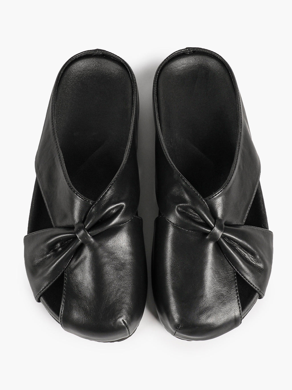 Women's White Faux Leather Knot Flat Mules Open Toe Slip-On Slide Sandals