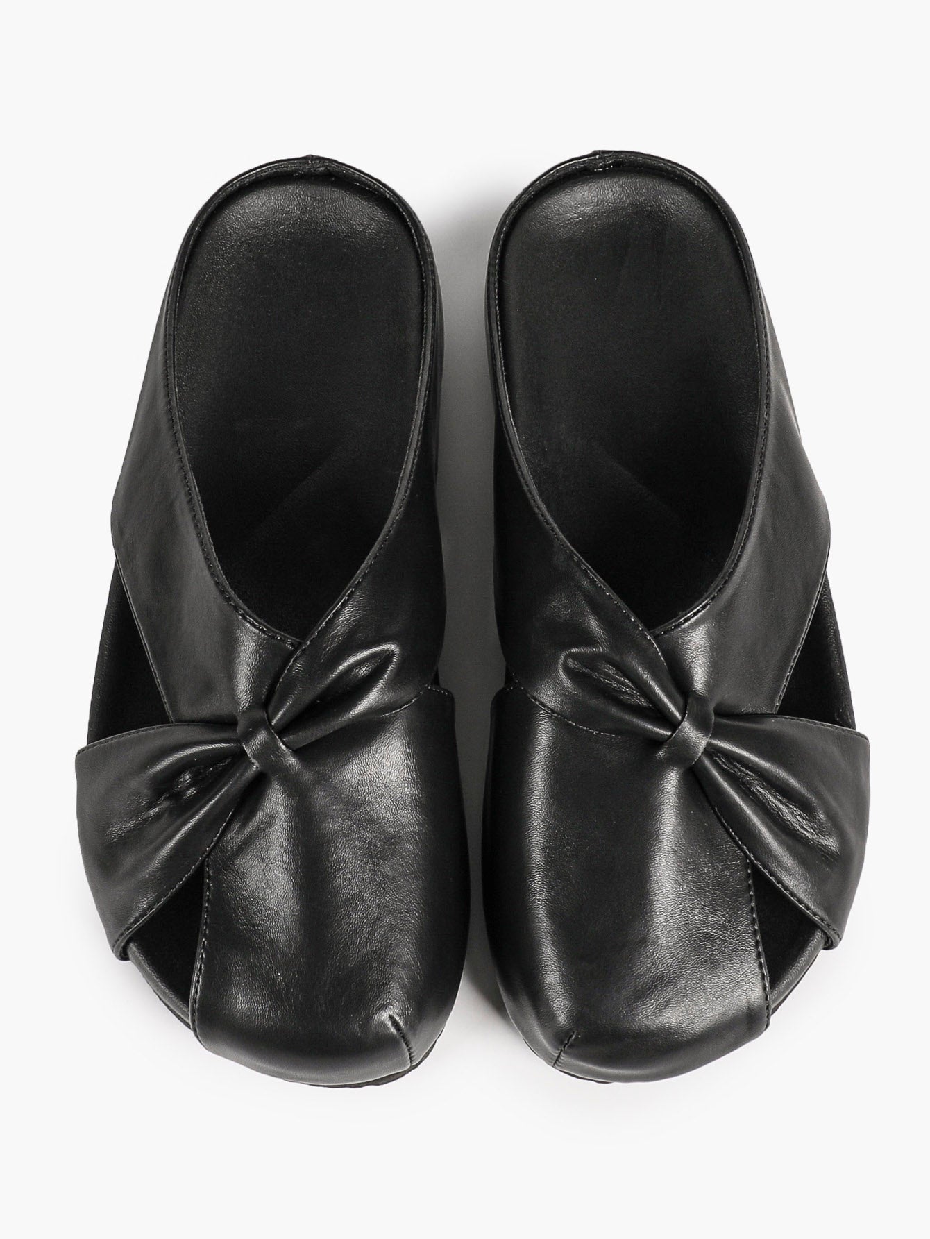 Women's White Faux Leather Knot Flat Mules Open Toe Slip-On Slide Sandals