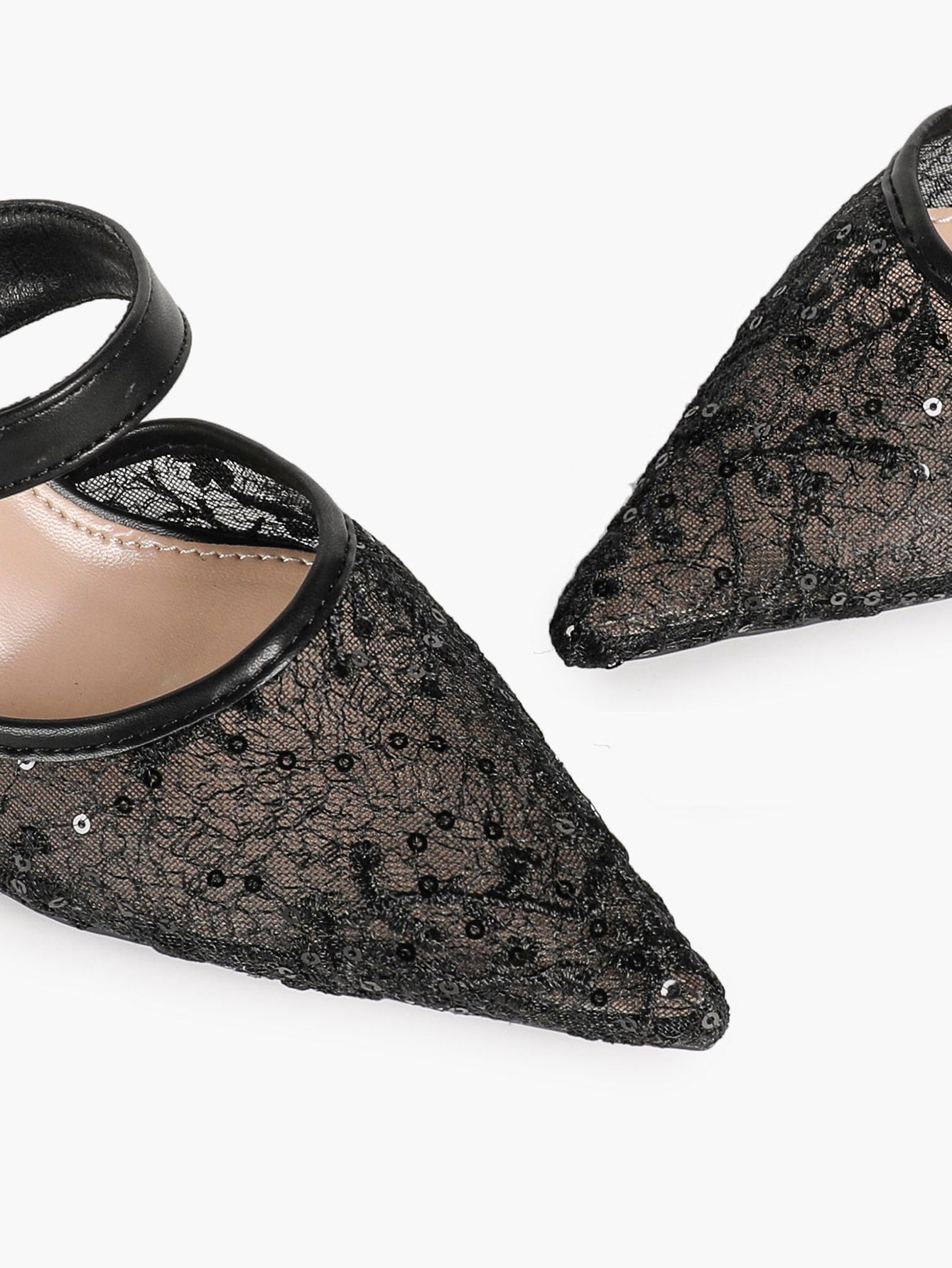 White Floral Lace Mule Heels Pointed Toe Kitten Heel Slip On Dress Shoes Wedding Party