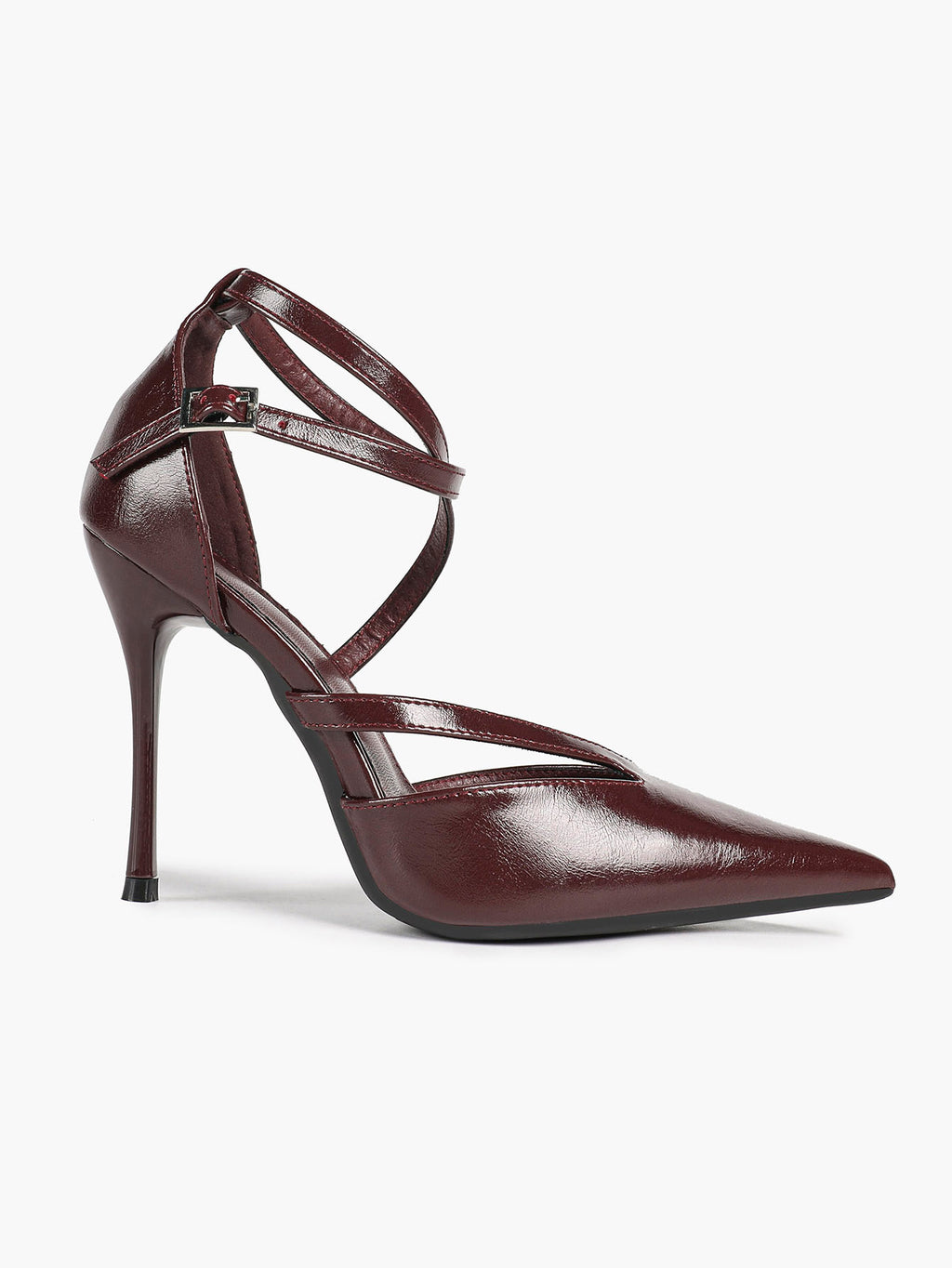 Crisscross Ankle Strap Stiletto Heels Pointed Toe Cutout Pumps Prom Party Evening