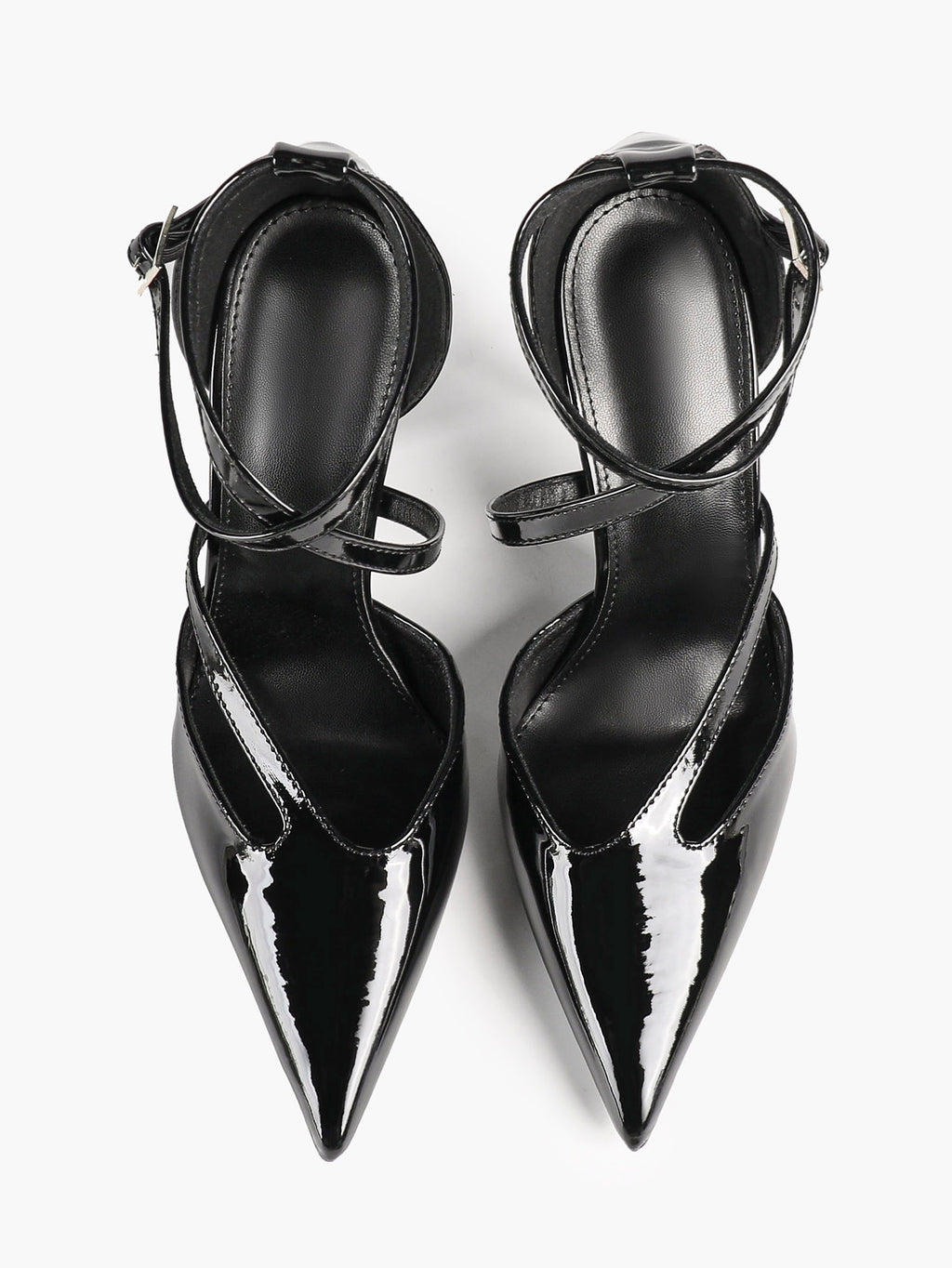 Crisscross Ankle Strap Stiletto Heels Pointed Toe Cutout Pumps Prom Party Evening