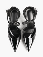 Crisscross Ankle Strap Stiletto Heels Pointed Toe Cutout Pumps Prom Party Evening