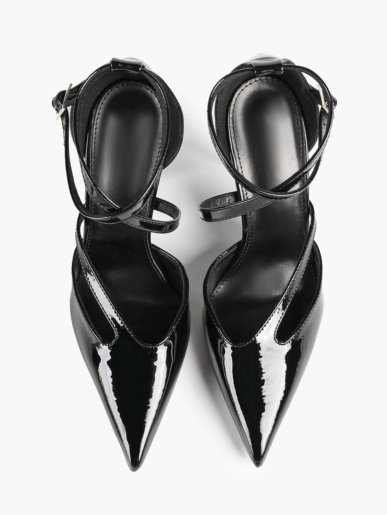 Crisscross Ankle Strap Stiletto Heels Pointed Toe Cutout Pumps Prom Party Evening