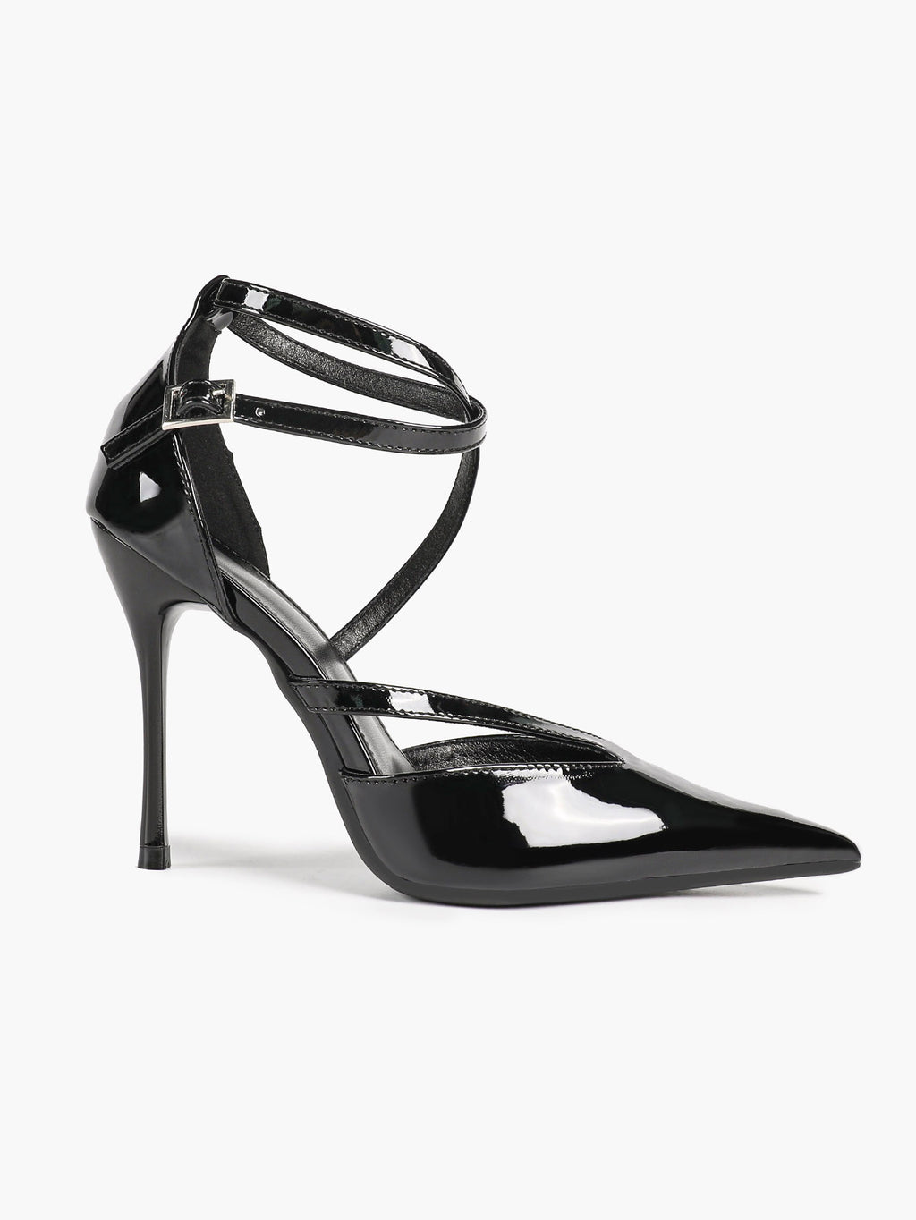 Crisscross Ankle Strap Stiletto Heels Pointed Toe Cutout Pumps Prom Party Evening
