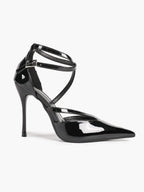 Crisscross Ankle Strap Stiletto Heels Pointed Toe Cutout Pumps Prom Party Evening
