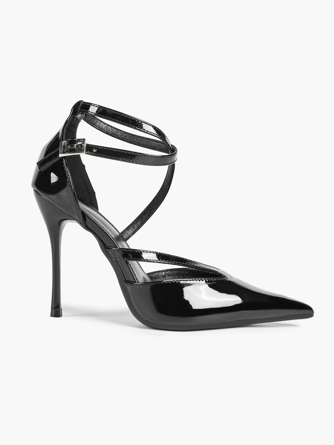Crisscross Ankle Strap Stiletto Heels Pointed Toe Cutout Pumps Prom Party Evening