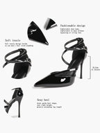 Crisscross Ankle Strap Stiletto Heels Pointed Toe Cutout Pumps Prom Party Evening