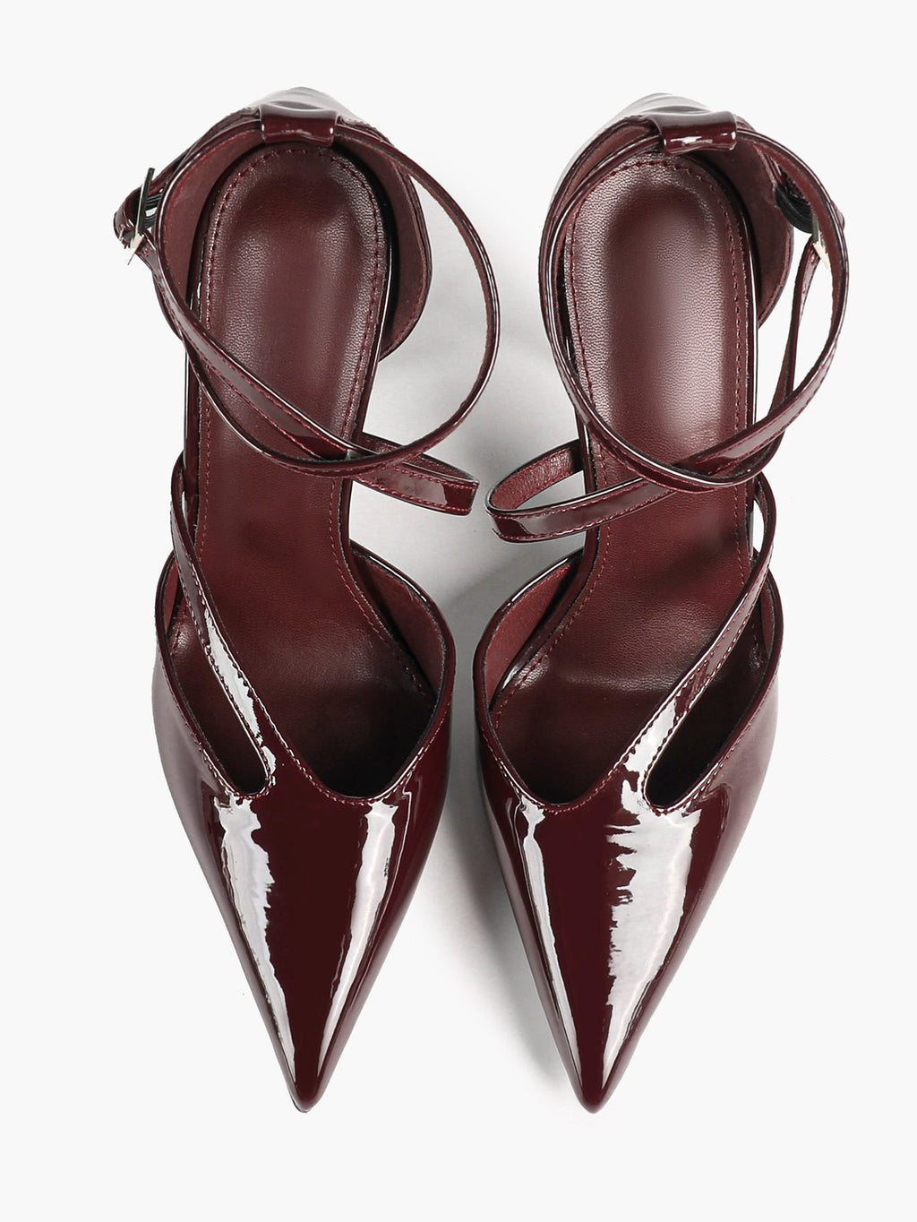 Crisscross Ankle Strap Stiletto Heels Pointed Toe Cutout Pumps Prom Party Evening