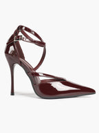 Crisscross Ankle Strap Stiletto Heels Pointed Toe Cutout Pumps Prom Party Evening