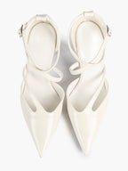 Crisscross Ankle Strap Stiletto Heels Pointed Toe Cutout Pumps Prom Party Evening