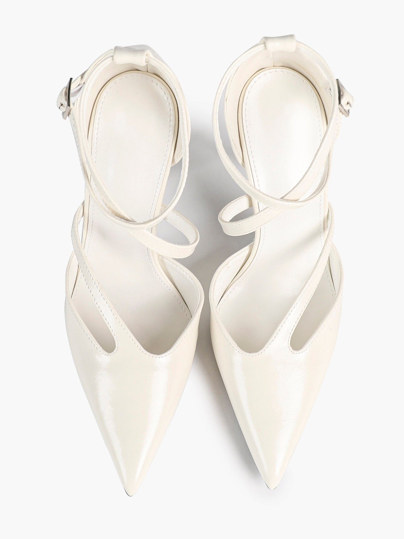 Crisscross Ankle Strap Stiletto Heels Pointed Toe Cutout Pumps Prom Party Evening