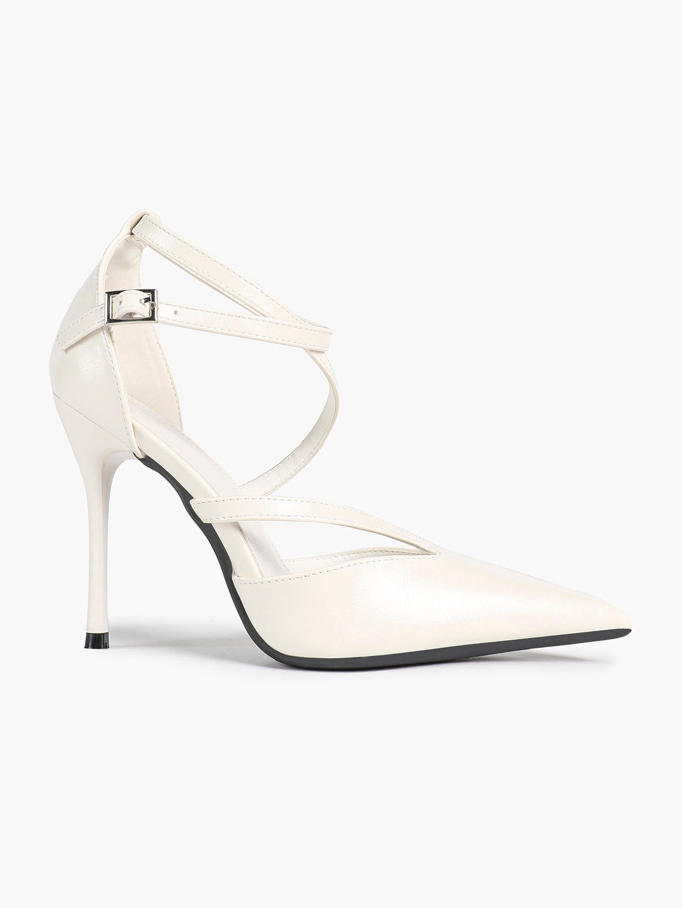 Crisscross Ankle Strap Stiletto Heels Pointed Toe Cutout Pumps Prom Party Evening