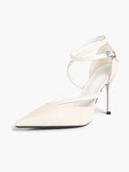 Crisscross Ankle Strap Stiletto Heels Pointed Toe Cutout Pumps Prom Party Evening