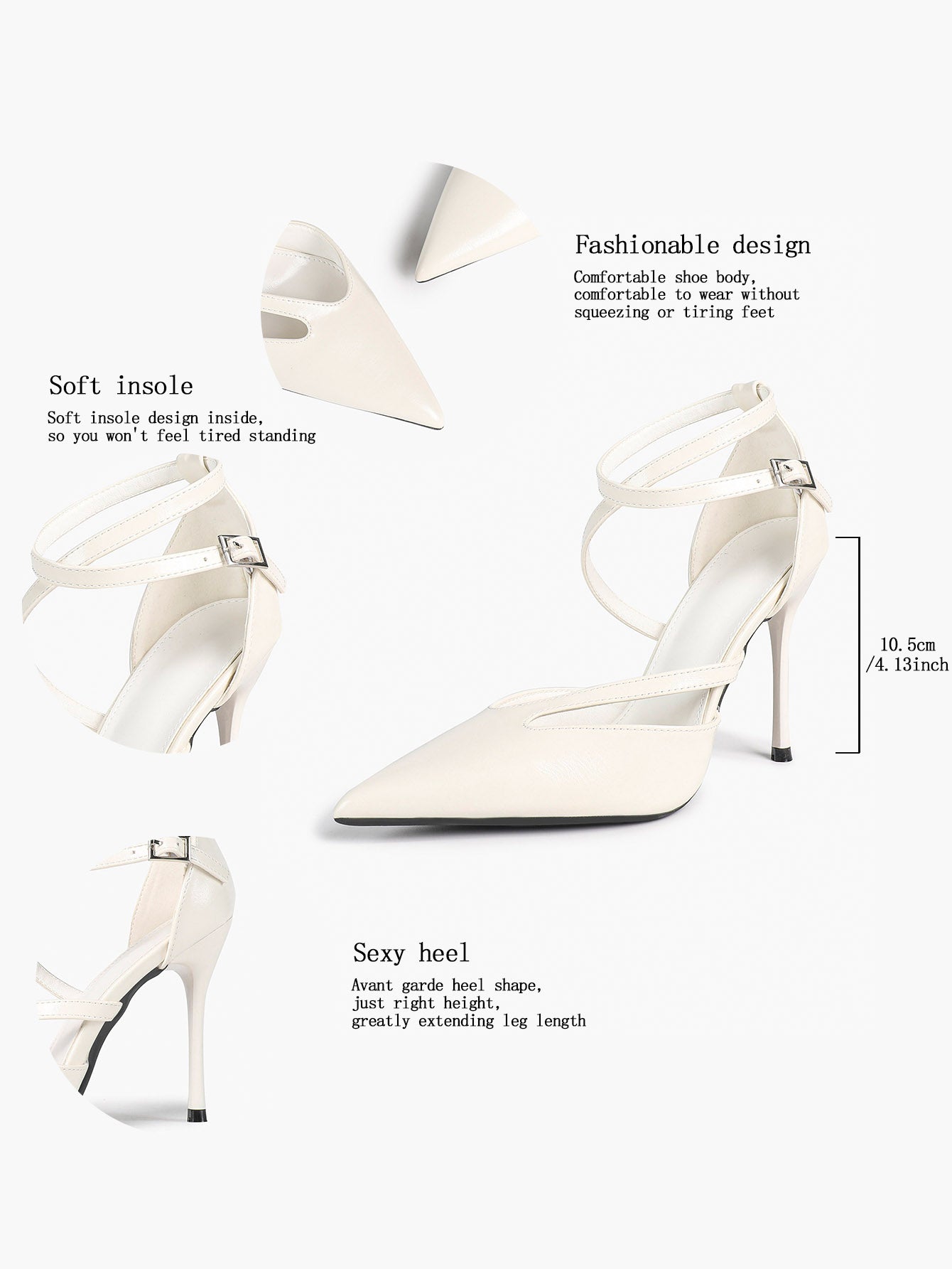 Crisscross Ankle Strap Stiletto Heels Pointed Toe Cutout Pumps Prom Party Evening